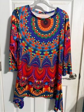 Lily by Firmiana Multicolor Geometric Asymmetrical Tunic Dress